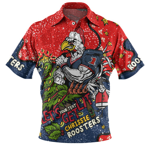 Sydney Roosters Christmas Custom Polo Shirt - Let's Get Lit Chrisse Pressie Polo Shirt Sydney Roosters Christmas Custom Polo Shirt - Let's Get Lit Chrisse Pressie Polo Shirt