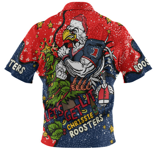 Sydney Roosters Christmas Custom Polo Shirt - Let's Get Lit Chrisse Pressie Polo Shirt Sydney Roosters Christmas Custom Polo Shirt - Let's Get Lit Chrisse Pressie Polo Shirt