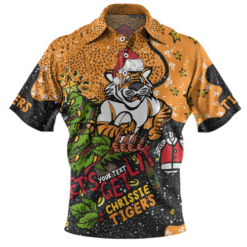 Wests Tigers Christmas Custom Polo Shirt - Let's Get Lit Chrisse Pressie Polo Shirt Wests Tigers Christmas Custom Polo Shirt - Let's Get Lit Chrisse Pressie Polo Shirt
