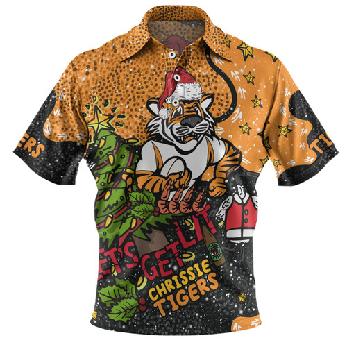 Wests Tigers Christmas Custom Polo Shirt - Let's Get Lit Chrisse Pressie Polo Shirt