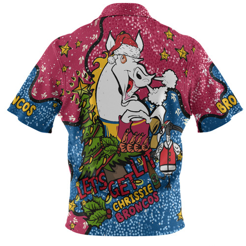 Brisbane Broncos Christmas Custom Polo Shirt - Let's Get Lit Chrisse Pressie Polo Shirt Brisbane Broncos Christmas Custom Polo Shirt - Let's Get Lit Chrisse Pressie Polo Shirt