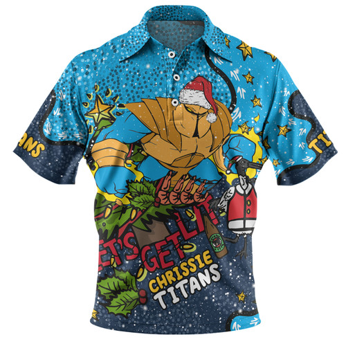 Gold Coast Titans Christmas Custom Polo Shirt - Let's Get Lit Chrisse Pressie Polo Shirt
