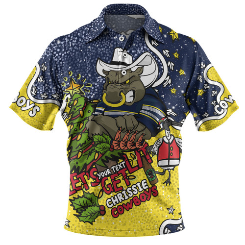 North Queensland Cowboys Christmas Custom Polo Shirt - Let's Get Lit Chrisse Pressie Polo Shirt