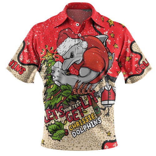 Redcliffe Dolphins Christmas Custom Polo Shirt - Let's Get Lit Chrisse Pressie Polo Shirt Redcliffe Dolphins Christmas Custom Polo Shirt - Let's Get Lit Chrisse Pressie Polo Shirt