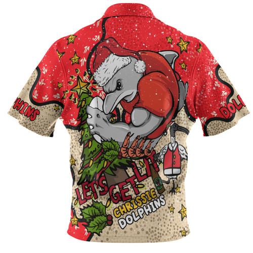Redcliffe Dolphins Christmas Custom Polo Shirt - Let's Get Lit Chrisse Pressie Polo Shirt Redcliffe Dolphins Christmas Custom Polo Shirt - Let's Get Lit Chrisse Pressie Polo Shirt
