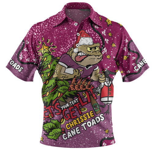 Queensland Cane Toads Christmas Custom Polo Shirt - Let's Get Lit Chrisse Pressie Polo Shirt Queensland Cane Toads Christmas Custom Polo Shirt - Let's Get Lit Chrisse Pressie Polo Shirt