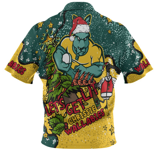Australia Wallabies Christmas Custom Polo Shirt - Let's Get Lit Chrisse Pressie Polo Shirt Australia Wallabies Christmas Custom Polo Shirt - Let's Get Lit Chrisse Pressie Polo Shirt