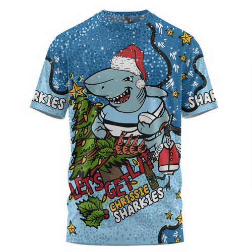Cronulla-Sutherland Sharks Christmas Custom T-shirt - Let's Get Lit Chrisse Pressie T-shirt Cronulla-Sutherland Sharks Christmas Custom T-shirt - Let's Get Lit Chrisse Pressie T-shirt
