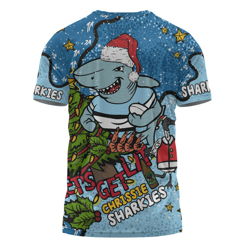 Cronulla-Sutherland Sharks Christmas Custom T-shirt - Let's Get Lit Chrisse Pressie T-shirt Cronulla-Sutherland Sharks Christmas Custom T-shirt - Let's Get Lit Chrisse Pressie T-shirt