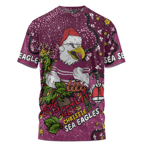 Manly Warringah Sea Eagles Christmas Custom T-shirt - Let's Get Lit Chrisse Pressie T-shirt