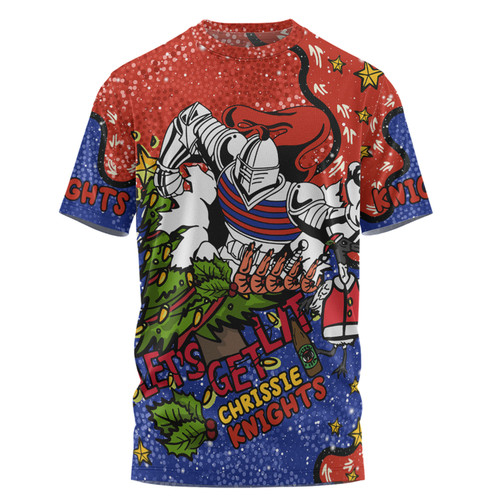 Newcastle Knights Christmas Custom T-shirt - Let's Get Lit Chrisse Pressie T-shirt