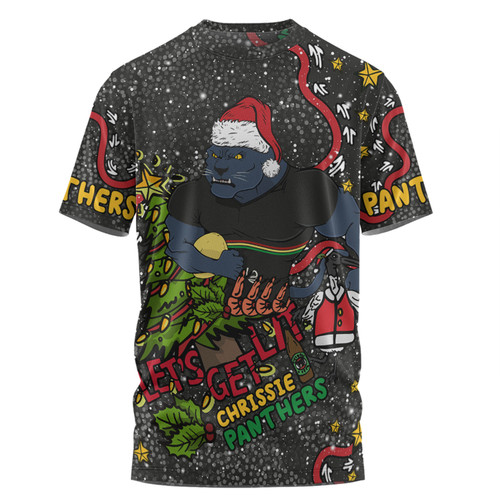 Penrith Panthers Christmas Custom T-shirt - Let's Get Lit Chrisse Pressie T-shirt