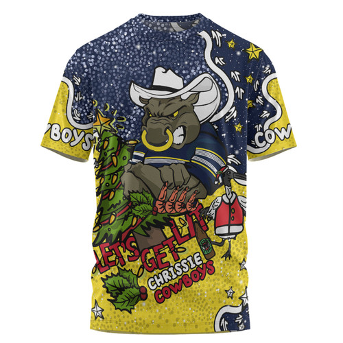 North Queensland Cowboys Christmas Custom T-shirt - Let's Get Lit Chrisse Pressie T-shirt