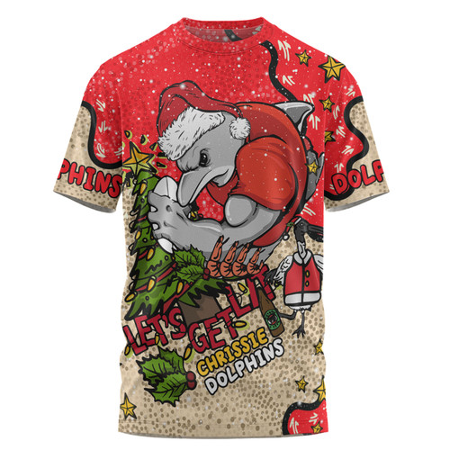 Redcliffe Dolphins Christmas Custom T-shirt - Let's Get Lit Chrisse Pressie T-shirt