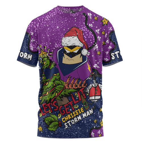 Melbourne Storm Christmas Custom T-shirt - Let's Get Lit Chrisse Pressie T-shirt