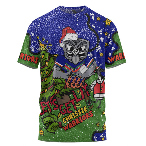 New Zealand Warriors Christmas Custom T-shirt - Let's Get Lit Chrisse Pressie T-shirt