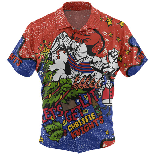 Newcastle Knights Christmas Custom Hawaiian Shirt - Let's Get Lit Chrisse Pressie Hawaiian Shirt