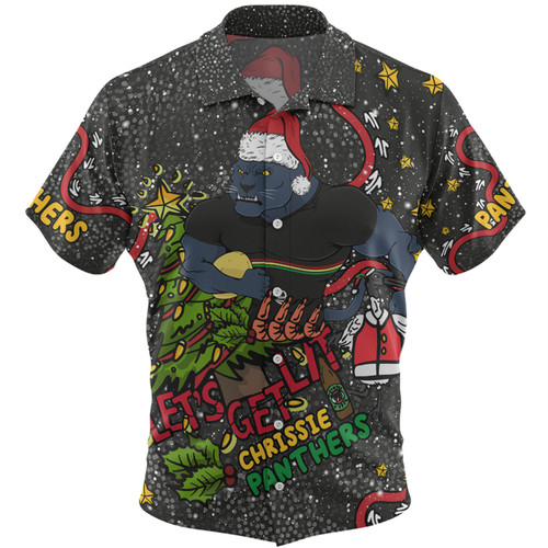 Penrith Panthers Christmas Custom Hawaiian Shirt - Let's Get Lit Chrisse Pressie Hawaiian Shirt