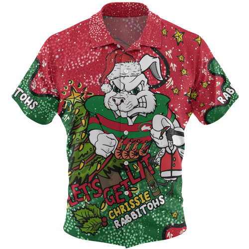 South Sydney Rabbitohs Custom Hawaiian Shirt - Let's Get Lit Chrisse Pressie Hawaiian Shirt