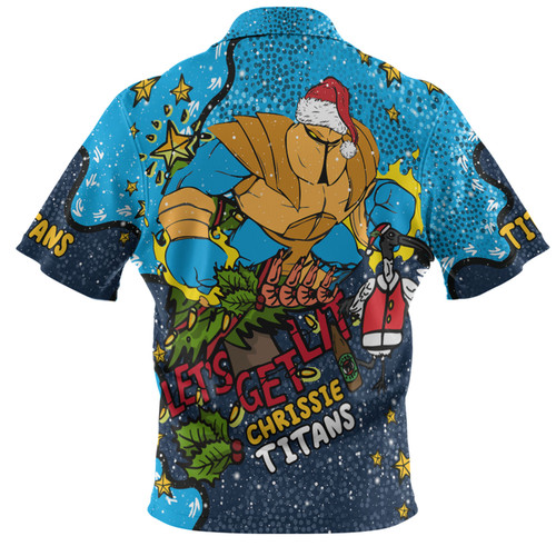 Gold Coast Titans Christmas Custom Hawaiian Shirt - Let's Get Lit Chrisse Pressie Hawaiian Shirt