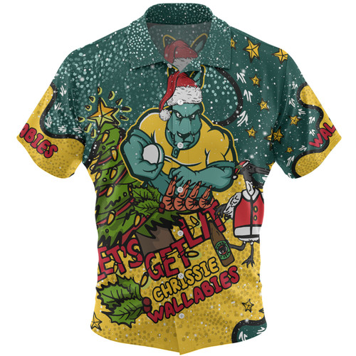 Australia Wallabies Christmas Custom Hawaiian Shirt - Let's Get Lit Chrisse Pressie Hawaiian Shirt