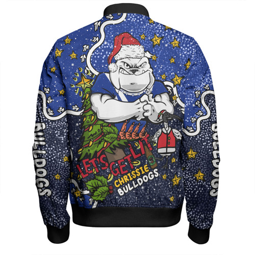 Canterbury-Bankstown Bulldogs Christmas Custom Bomber Jacket - Let's Get Lit Chrisse Pressie Bomber Jacket Canterbury-Bankstown Bulldogs Christmas Custom Bomber Jacket - Let's Get Lit Chrisse Pressie Bomber Jacket