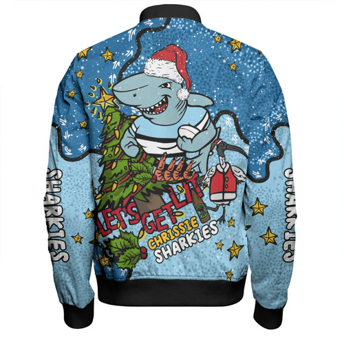 Cronulla-Sutherland Sharks Christmas Custom Bomber Jacket - Let's Get Lit Chrisse Pressie Bomber Jacket