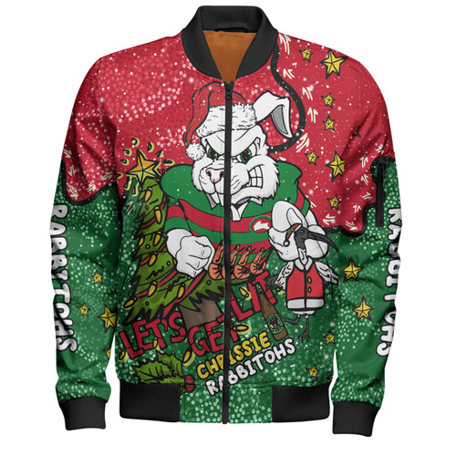 Sydney Roosters Christmas Custom Bomber Jacket - Let's Get Lit Chrisse Pressie Bomber Jacket