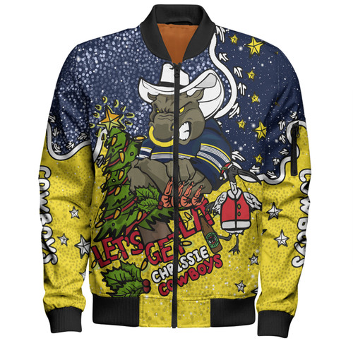 North Queensland Cowboys Christmas Custom Bomber Jacket - Let's Get Lit Chrisse Pressie Bomber Jacket