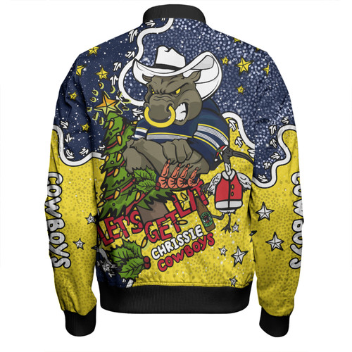 North Queensland Cowboys Christmas Custom Bomber Jacket - Let's Get Lit Chrisse Pressie Bomber Jacket