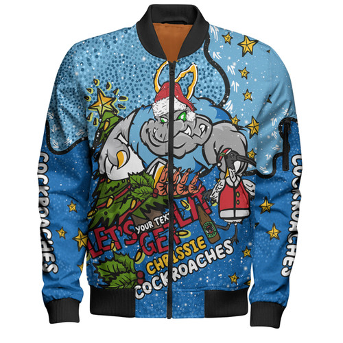 New South Wales Cockroaches Christmas Custom Bomber Jacket - Let's Get Lit Chrisse Pressie Bomber Jacket New South Wales Cockroaches Christmas Custom Bomber Jacket - Let's Get Lit Chrisse Pressie Bomber Jacket
