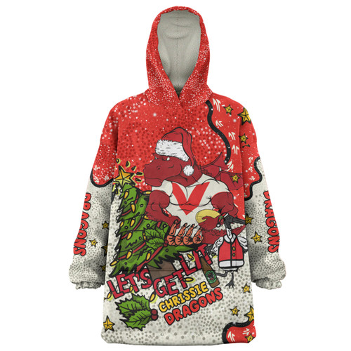 St. George Illawarra Dragons Christmas Custom Snug Hoodie - Let's Get Lit Chrisse Pressie Snug Hoodie
