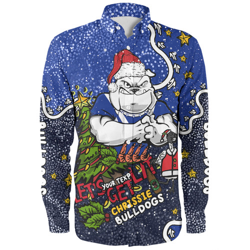 Canterbury-Bankstown Bulldogs Christmas Custom Long Sleeve Shirt - Let's Get Lit Chrisse Pressie Long Sleeve Shirt