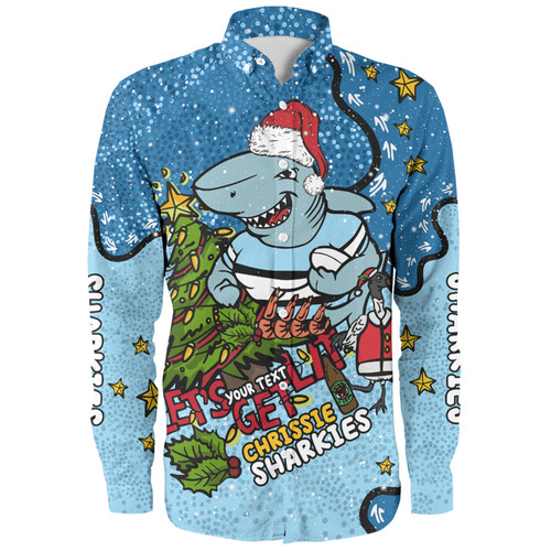 Cronulla-Sutherland Sharks Christmas Custom Long Sleeve Shirt - Let's Get Lit Chrisse Pressie Long Sleeve Shirt Cronulla-Sutherland Sharks Christmas Custom Long Sleeve Shirt - Let's Get Lit Chrisse Pressie Long Sleeve Shirt