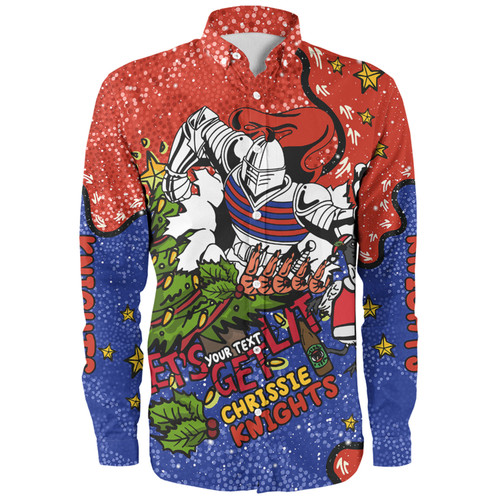 Newcastle Knights Christmas Custom Long Sleeve Shirt - Let's Get Lit Chrisse Pressie Long Sleeve Shirt Newcastle Knights Christmas Custom Long Sleeve Shirt - Let's Get Lit Chrisse Pressie Long Sleeve Shirt