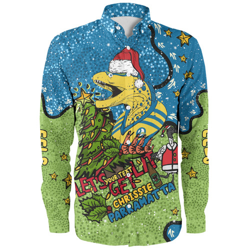 Parramatta Eels Christmas Custom Long Sleeve Shirt - Let's Get Lit Chrisse Pressie Long Sleeve Shirt Parramatta Eels Christmas Custom Long Sleeve Shirt - Let's Get Lit Chrisse Pressie Long Sleeve Shirt