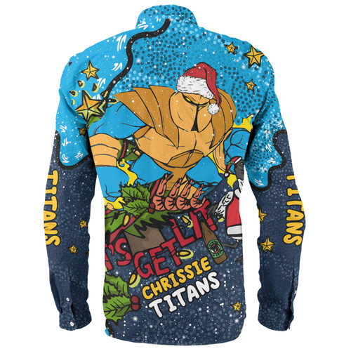 Gold Coast Titans Christmas Custom Long Sleeve Shirt - Let's Get Lit Chrisse Pressie Long Sleeve Shirt Gold Coast Titans Christmas Custom Long Sleeve Shirt - Let's Get Lit Chrisse Pressie Long Sleeve Shirt