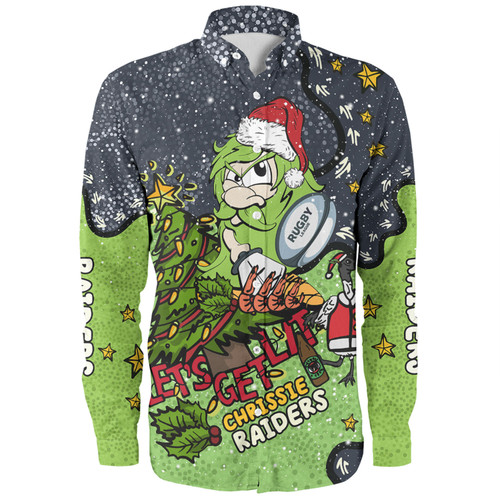 Canberra Raiders Christmas Custom Long Sleeve Shirt - Let's Get Lit Chrisse Pressie Long Sleeve Shirt