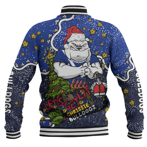 Canterbury-Bankstown Bulldogs Christmas Custom Baseball Jacket - Let's Get Lit Chrisse Pressie Baseball Jacket Canterbury-Bankstown Bulldogs Christmas Custom Baseball Jacket - Let's Get Lit Chrisse Pressie Baseball Jacket