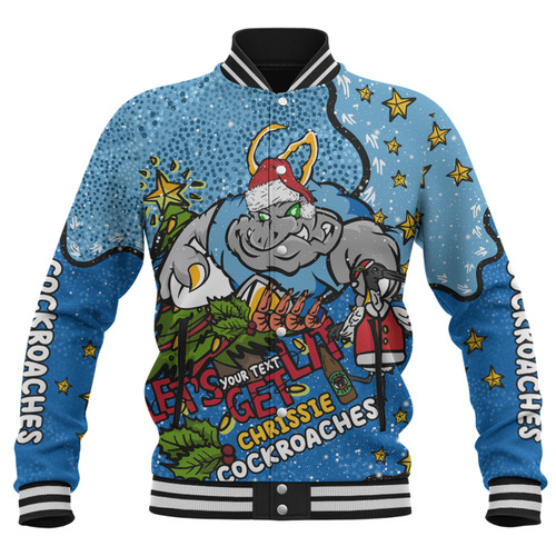 New South Wales Cockroaches Christmas Custom Baseball Jacket - Let's Get Lit Chrisse Pressie Baseball Jacket New South Wales Cockroaches Christmas Custom Baseball Jacket - Let's Get Lit Chrisse Pressie Baseball Jacket