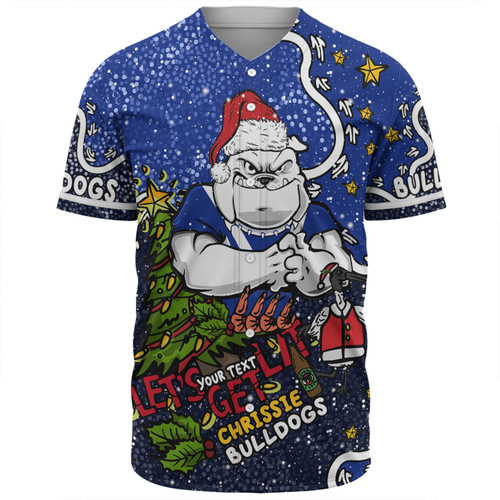Canterbury-Bankstown Bulldogs Christmas Custom Baseball Shirt - Let's Get Lit Chrisse Pressie Baseball Shirt Canterbury-Bankstown Bulldogs Christmas Custom Baseball Shirt - Let's Get Lit Chrisse Pressie Baseball Shirt