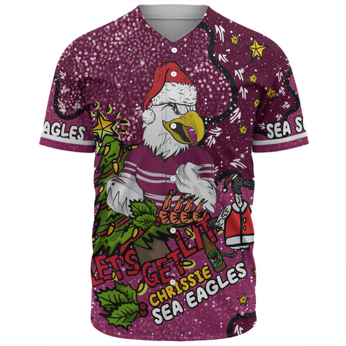 Manly Warringah Sea Eagles Christmas Custom Baseball Shirt - Let's Get Lit Chrisse Pressie Baseball Shirt Manly Warringah Sea Eagles Christmas Custom Baseball Shirt - Let's Get Lit Chrisse Pressie Baseball Shirt