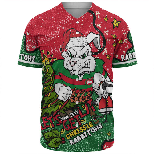 South Sydney Rabbitohs Custom Baseball Shirt - Let's Get Lit Chrisse Pressie Baseball Shirt South Sydney Rabbitohs Custom Baseball Shirt - Let's Get Lit Chrisse Pressie Baseball Shirt