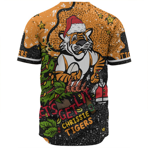 Wests Tigers Christmas Custom Baseball Shirt - Let's Get Lit Chrisse Pressie Baseball Shirt Wests Tigers Christmas Custom Baseball Shirt - Let's Get Lit Chrisse Pressie Baseball Shirt