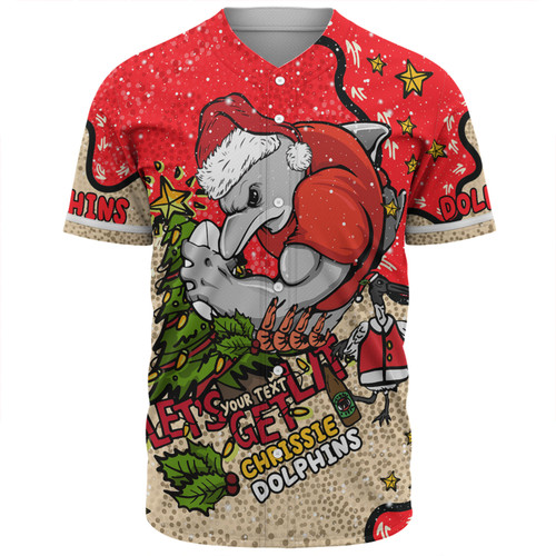 Redcliffe Dolphins Christmas Custom Baseball Shirt - Let's Get Lit Chrisse Pressie Baseball Shirt Redcliffe Dolphins Christmas Custom Baseball Shirt - Let's Get Lit Chrisse Pressie Baseball Shirt
