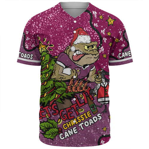 Queensland Cane Toads Christmas Custom Baseball Shirt - Let's Get Lit Chrisse Pressie Baseball Shirt