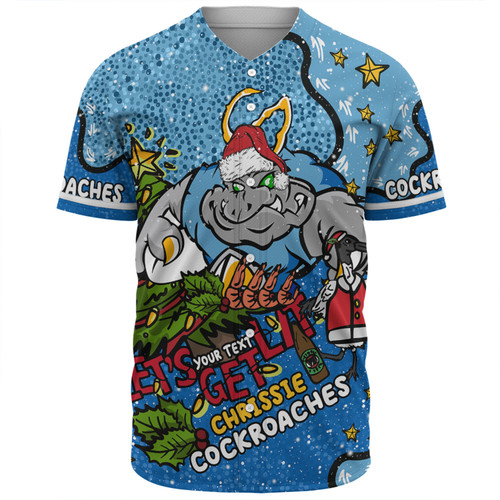 New South Wales Cockroaches Christmas Custom Baseball Shirt - Let's Get Lit Chrisse Pressie Baseball Shirt