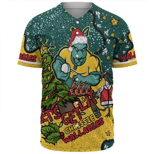 Australia Wallabies Christmas Custom Baseball Shirt - Let's Get Lit Chrisse Pressie Baseball Shirt