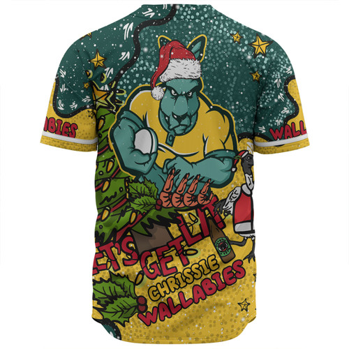 Australia Wallabies Christmas Custom Baseball Shirt - Let's Get Lit Chrisse Pressie Baseball Shirt Australia Wallabies Christmas Custom Baseball Shirt - Let's Get Lit Chrisse Pressie Baseball Shirt