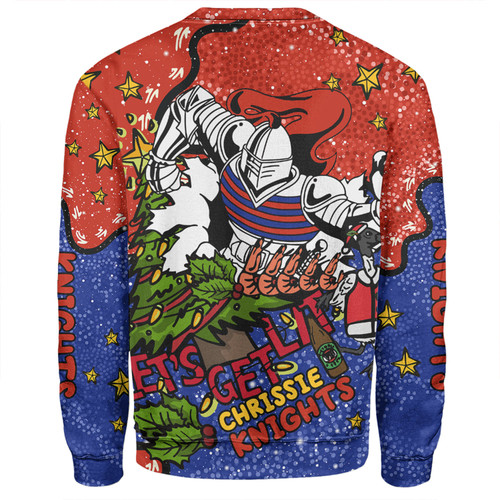 Newcastle Knights Christmas Custom Sweatshirt - Let's Get Lit Chrisse Pressie Sweatshirt Newcastle Knights Christmas Custom Sweatshirt - Let's Get Lit Chrisse Pressie Sweatshirt